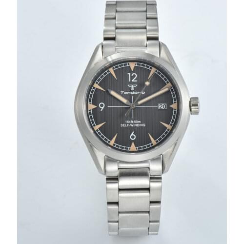 Tandorio 41mm Mens Top Automatic Mechanical Watch 24 Jewels Japan NH35A Movement Calendar Luminous Marks Sapphire Crystal