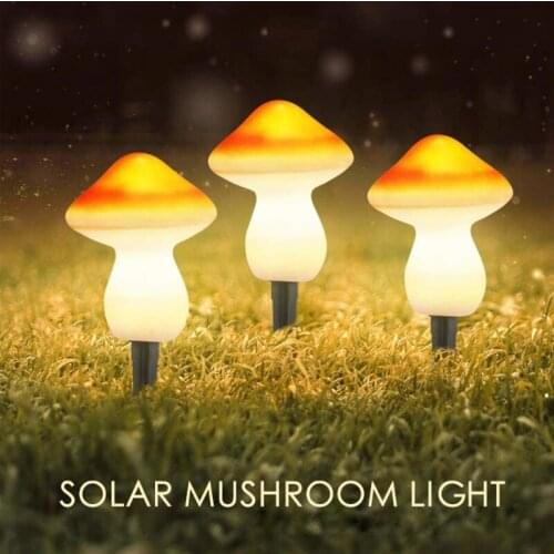 Set of 3 Mushroom Outdoor Solar Garden Lights Cute Shape Mushroom Landscape Light Pathway Lamps for Courtyard Decoration