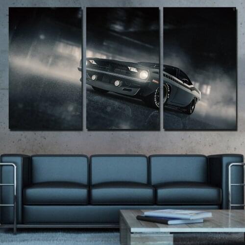 Wall art picture family decoration living room HD printed car poster stand 3 pieces Plymouth Barracuda canvas oil painting