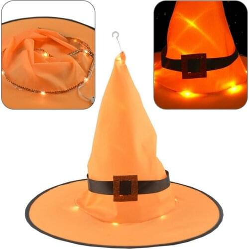 New Luminous Witch Hat Orange Witch Hat Halloween Dance Party Hat Headdress Ornaments Festival Bar Decoration Party Supplies