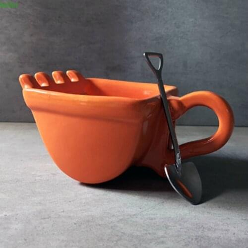 Personality Excavator Bucket Coffee Mug Shovel Spoon Amusing Ceramics Navvy Tea Cup Verre Crane Cigarette Holder Ashtray Tumbler