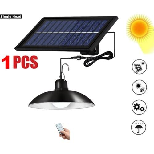 Remote 30 led 2 head Retro Lampshade LED Solar Light Outdoor Indoor Solar Powered Pendant Lamps Waterproof Dual Head Lamps for G