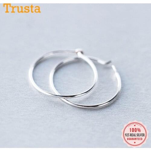 Trustdavis Authentic 925 Sterling Silver Fashion Gothic Romance 1.4cm Round Hoop Earrings For Women Wedding Party Jewelry DS97