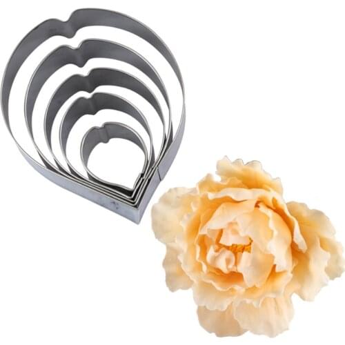 Tulip Peony Flower 5Pc Stainless Steel Cookie Cutter Pastry & Biscuit Baking Cutter Cake Decorating Tool Cupcake Fondant Tool