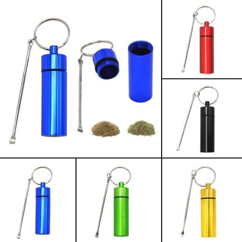 COSY MOMENT Metal Empty Snuff Bottle With Metal Spoon Snorting Snorter Portable Pill Box Case Container Storage Dispenser YJ521