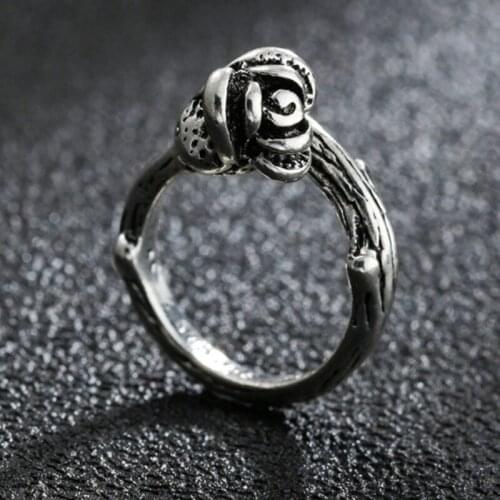 Vintage Silvery Color Flower Ring Simple Knot Design Do Old Rings For Women Party Anniversary Retro Jewelry Accessories