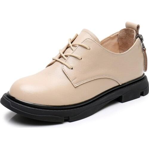 2020 British style autumn shoes women genuine leather shoes Thick bottom non-slip flat shoes woman casual shoes large size 43