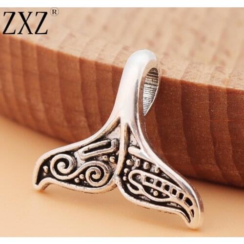 ZXZ 20pcs Whale Mermaid Tail Charms Pendants Beads for Necklace Jewelry Making Findings 21x17mm