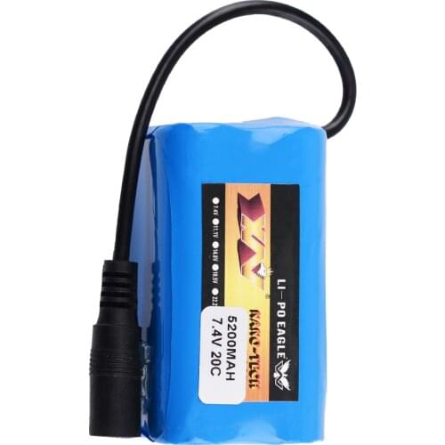 1 / 2 / 5 pcs 7.4V 5200Mah 20C 18650 Lipo Battery 2S For T188 T888 2011-5 RC Fishing Bait Boat Rc Parts