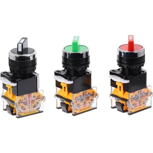 1pcs 22mm Self-lock Selector Switch 1NO1NC 2 Positions Rotary Switches DPST 4 Screws 10A400V Power Knob Switch ON/OFF