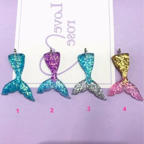 10pcs 32*43mm shiny mermaid charms flat back resin charms necklace pendant keychain charms for DIY decoration