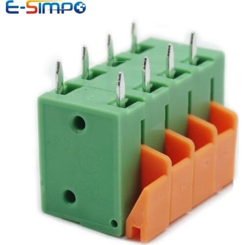 100pcs 7.62mm/0.3" Pitch Vertical 142V-7.62mm,Right Angle 142R 2P-12P 22-14AWG PCB Spring Terminal Block Wire Plug Connector