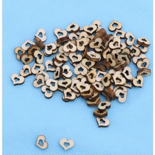 100pcs Blank Mini Hollow Wooden Heart Embellishments Crafts Wedding Decor 10mm