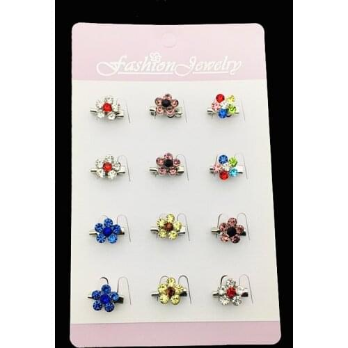 12pcs/set Rhinestone Ladies Small Brooches Fashion Flower Muslim Hijab Brooch For Scarf Collar Lapel Pins Womens Accessories