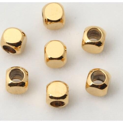 2.5-5mm pure copper beads vacuum-plated 24K four-sided square beads separated beads DIY handmade beaded material