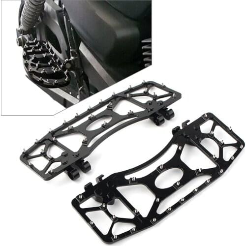 2Pcs MX Style Motorcycle Wide Foot Pegs Floorboard Floor Board For Harley Touring Electra Road Glide Dyna FLD Black Aluminum