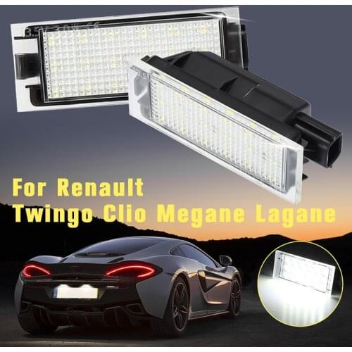 2Pcs For Renault Megane 2 Clio Laguna 2 Megane 3 Twingo Master Vel Satis White LED License Number Plate Light