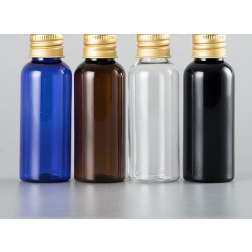 50 x 50ML Black Empty Plastic Cosmetic Container Aluminum Screw Cap Shampoo Washing Package Bottles Liquid Soap Perfume Bottles