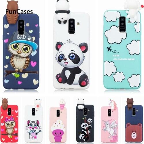 A6 2018 Case on For Samsung Galaxy A6 Plus 2018 3D Toys Panda Owl Cartoon Soft TPU Cover Fundas For Samsung A 6 A6Plus 2018 Case