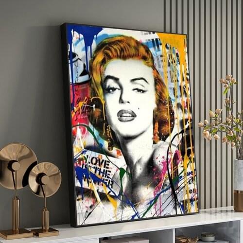 Abstract Graffiti Street Marilyn Monroe Portrait Canvas Painting Posters and Prints Pop Art Wall Picture Cuadros for Living Room