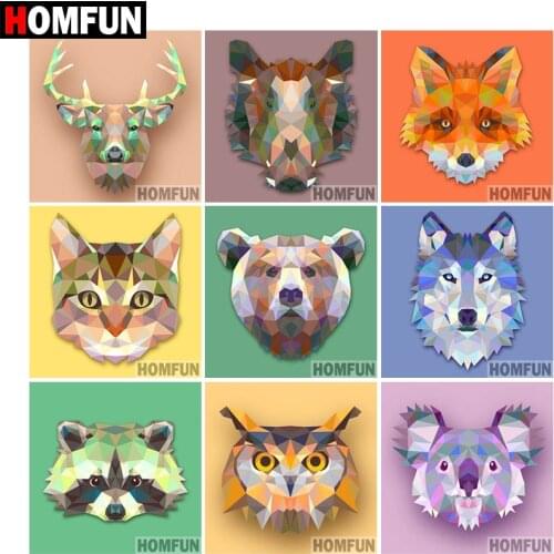 HOMFUN 5D DIY Diamond Painting "Crystal animal" Full Drill Resin Diamond Embroidery Cross Stitch Home Decor A07444