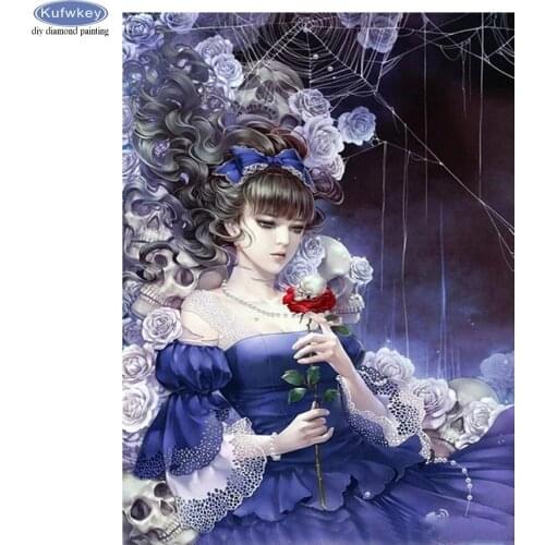 5D DIY Diamond Mosaic Cartoon Princess Skull Girl Diamond Embroidery Christmas Gift Diamond Painting Kit Needlework Wall Decor