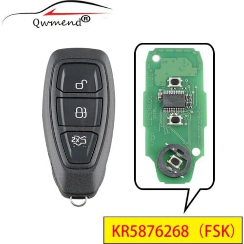 QWMEND KR5876268 FSK Car Remote Key for Ford Focus Grand C-Max Mondeo Kuga Car Key for Auto 433mhz 49 Chip for Ford Key