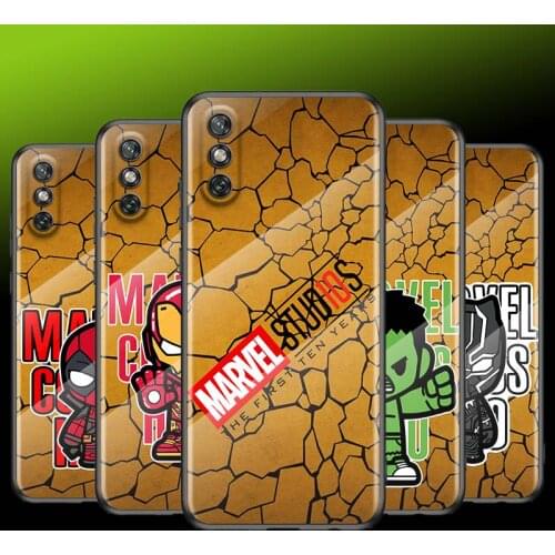 Tempered Glass Cover Marvel Hero Comic Fashion For Huawei Y6 Y7 Y9 Y5P Y6P Y8S Y8P Y9A P Smart Z 2019 2020 2021 Phone Case