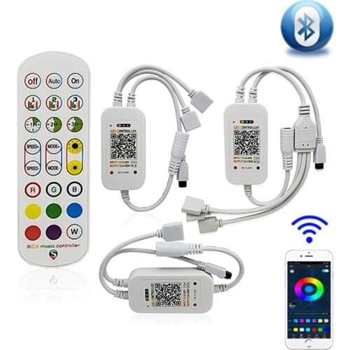 DC 5V 12V 24V Bluetooth LED Music Controller Single/Dual/Three Outputs APP Bluetooth IR Remote Control For RGB LED Strip Light