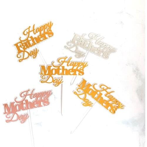 Fathers Day Mothers Day Happy Birthday Double Acrylic Cake Topper Baking Cake Decoration Party Decoration
