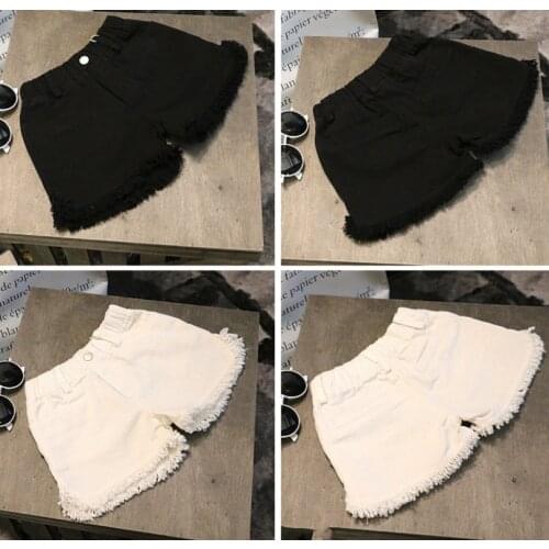 New Summer Clothes For Girls Fashion Tassel Baby Girl Denim Shorts Children Jeans Pants Kids Gifts White Black