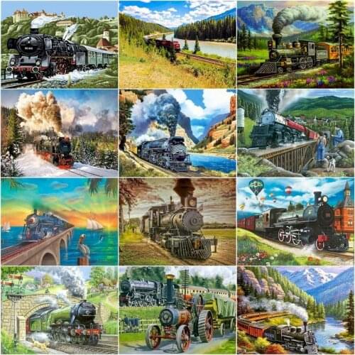 GATYZTORY DIY Train Picture Oil Painting By Numberspaint By Number Modern Wall Art Canvas Acrylic Picture Gift For Gift 60x75cm