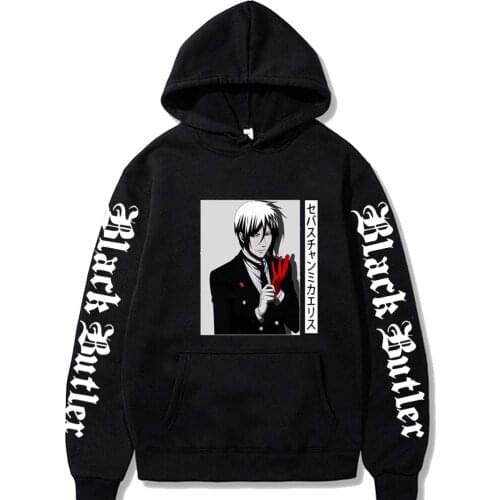 Hot Anime Black Butler Hoodies Pullover Printing Hooded Streetswear Funny Unisex Pullover Tops