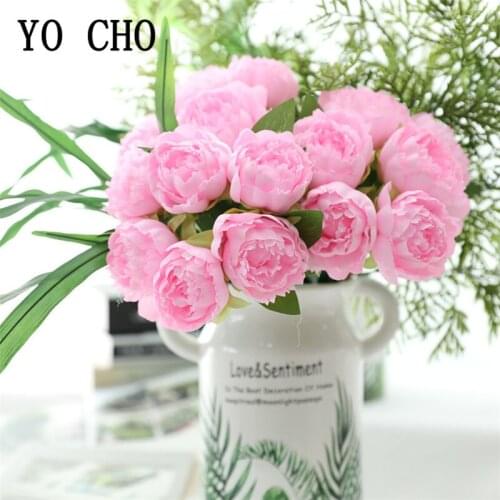 6 Heads Artificial Flowers Peony Bud Silk Fake Flowers Small Bouquet DIY Home Decoration Pink Faux Flower for Wedding Decoration