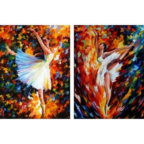 100% hand painted canvas wall art oil painting ballet dancer abstract knife paintings for living room bedroom bathroom decor