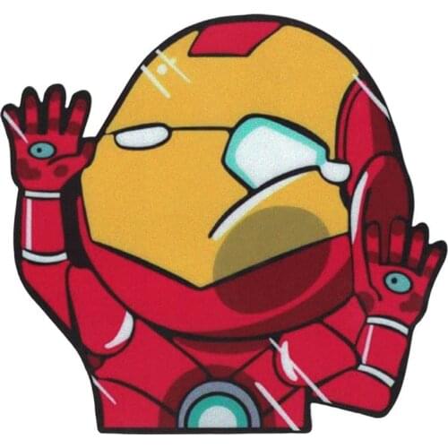 Creative Car Sticker Iron Man Comic Superhero Funny Hitting Glass Vinyl Decal Sticker for Car/Window/Computer,11cm*11cm