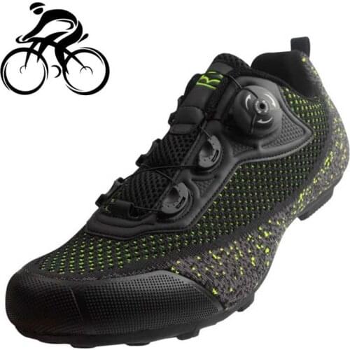Tiebao Men Sneakers Women Knit Upper Breathable Road Bike Non-locking Rubber Soles Triathlon MTB Shoes Cycling Shoes Unisex