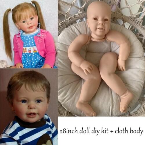 Reborn Doll Kit 28Inch Lifelike Katie Vinyl Baby Doll Kit Unpainted Unassembled Blank Doll Parts DIY Toy Soft Touch