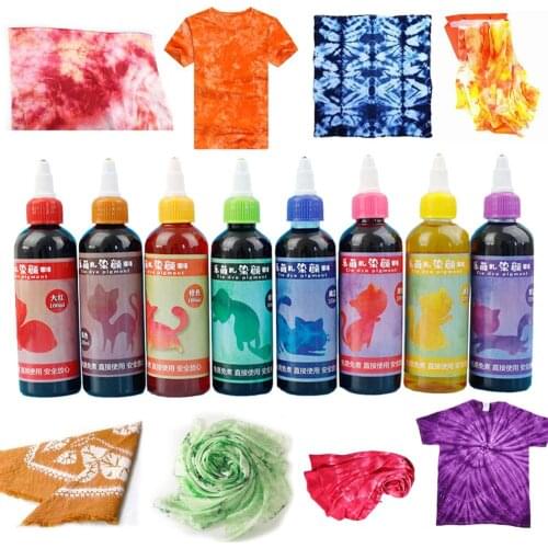 8colors Tie Dye Kit Non-toxic DIY Garment Graffiti Fabric Textile Paint 100ml Colorful Clothing Tie Dye Pigment Set Fast shippin