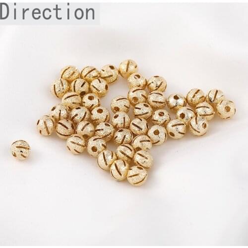 14k copper-clad real gold hollow twill frosted small gold beads diy loose beads accessories