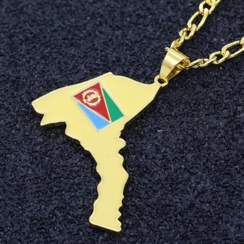 Eritrea Map Pendant Necklace Punk Hip Hop Necklace for Men and Women Neck Accessories 2021 Jewelry Trends