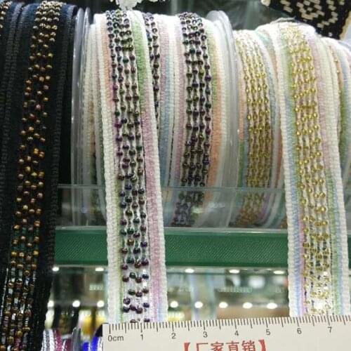 1yards Woven Beaded Ribbon 20MM Width Webbing/Bias Binding Ribbons For Diy Bag Craft Beads Webbing