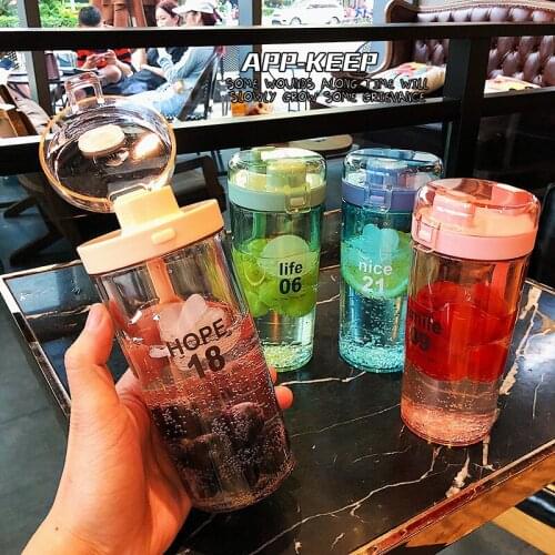 400ML Creative Cute Digital Water Bottle Portable Bomb Cover Transparent Plastic Cup Outdoor Student Children Non-slip Botella