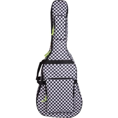 Professional portable durable 40 41 acoustic wood guitar bag black and white grid backpack soft gig case padded cover waterproof