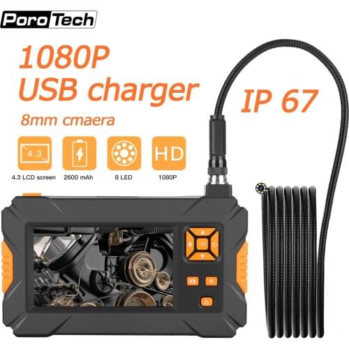 4.3 inch Industrial Endoscope 1m 3m 5m P30Y IP67 Waterproof Borescopes 1080P Inspection 8mm Camera for Auto Repair Tool