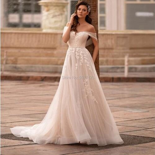 Simple Appliques Tulle A Line Wedding Dresses with Beaded Sash Sweetheart Cap Sleeves Floor Length Bridal Gowns Vestido de Noiva