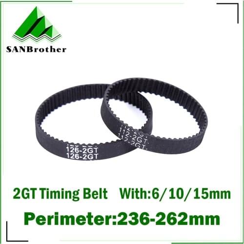 GT2 Closed Loop Timing Belt Rubber 252 240 260 244 250 242mm 2GT BELT width 6/10/15mm suitably GT2 pulley for 3d printer parts