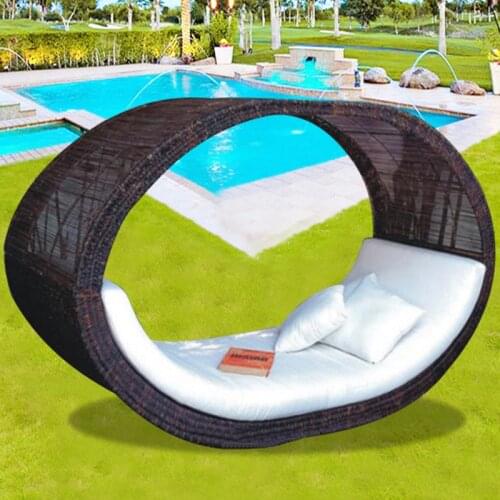 Freeshipping Lounger Outdoor Rattan Sofa Lying Bed Balcony Villa Outdoor PU Rattan Chairs Sets