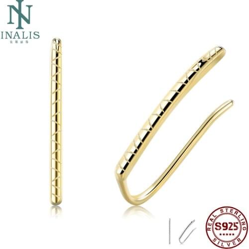 INALIS 925 Sterling Silver Clip Earrings For Women 2 Color Simple Earring Anniversary Minimalist Female Fine Jewelry Hot Sale