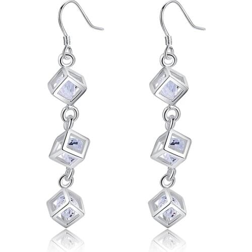 Fashion 925 Sterling Silver Earrings Cubic Zircon Earrings Woman Glamour Jewelry Gift